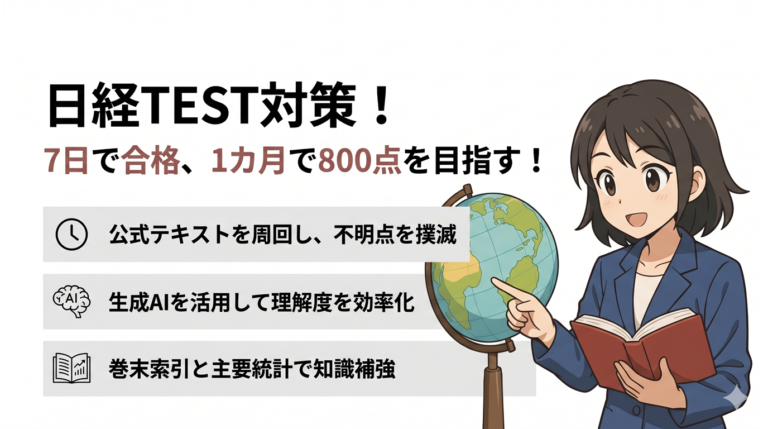 日経TEST対策！7日で合格、1カ月で800点を目指す！